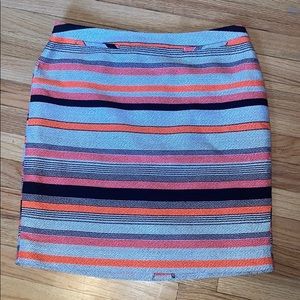 Halogen pink, orange, black, white lined stripes